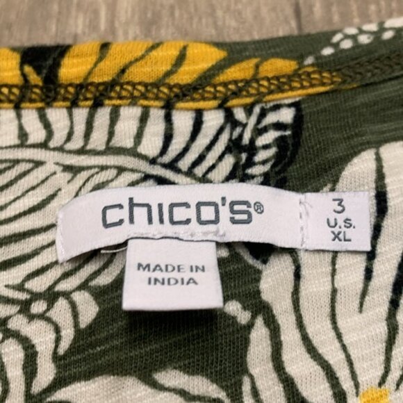 Womens Chico’s Floral All Over V-Neck‎ Top Shirt - Picture 6 of 8